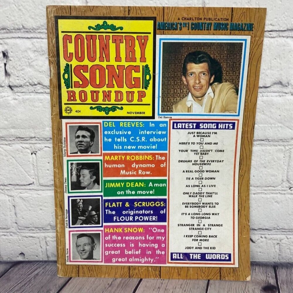 Vintage Country Song Round Up Magazine Nov 1968 - Dell Reeves Marty Robbins